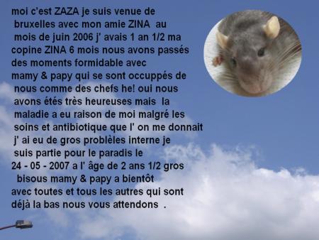 ZAZA NOUS A QUITTER CE 24 MAI 2007  .